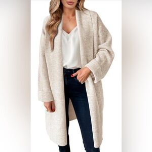 Saodimallsu Cream Open-Front Cardigan Sweater